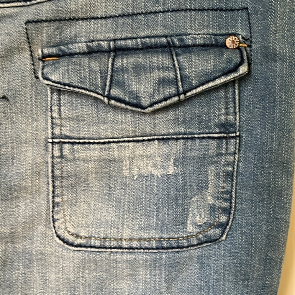 Denim Micro Mini Skirt Size 3 Spandex Distressed - Picture 7 of 12
